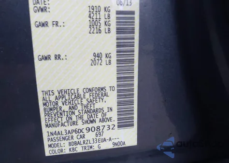 2013 Nissan Altima 2.5 S from USA, damaged, VIN 1N4AL3AP6DC908732